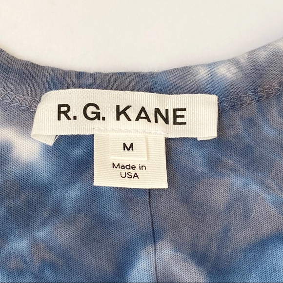 R.G Kane blue white tie dye print exposed seam crewneck tank top organic cotton - Picture 6 of 8